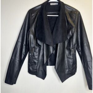 Bagatelle Women's Draped Faux Black Leather Jacket Size XXL 100% Polyester